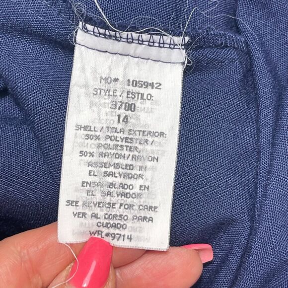 VTG 80s Sag Harbor Navy One Button Blazer L Office Siren Corpcore Shoulder Pads - Picture 9 of 9